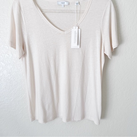 NWT VINCE V NECK LINEN BLEND WOMEN TEE SIZE L - Picture 12 of 12